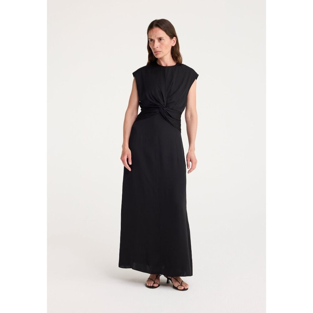 NEW ROHE Draped Column black Maxi Dress 40/ US 8